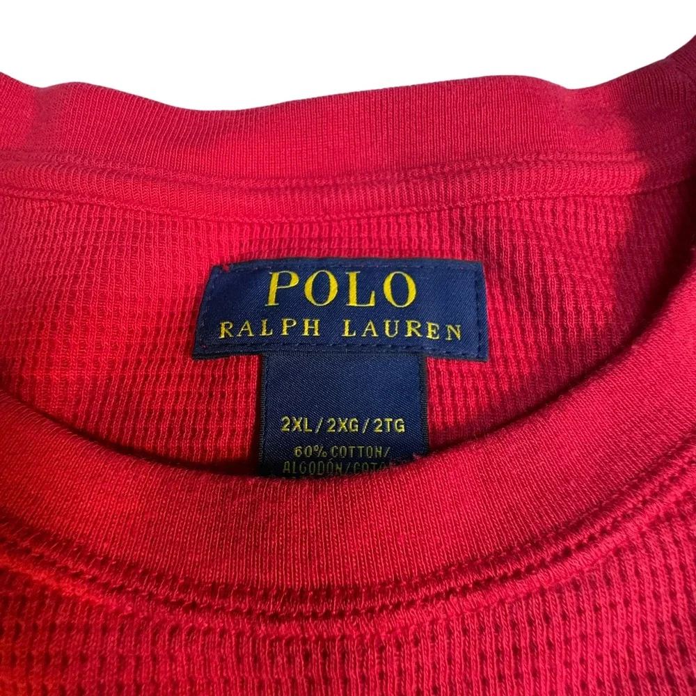 Polo Ralph Lauren Thermal Shirt 2XL Red Waffle Knit Long Sleeve Pony Logo